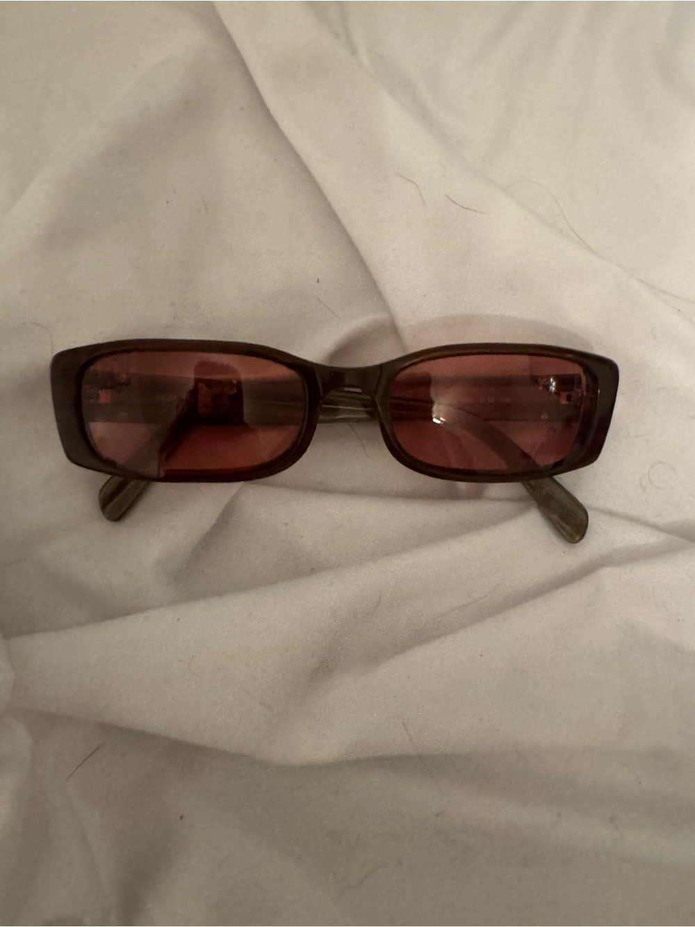 Elizabeth Arden Vintage Rectangular Brown Sunglasses with Rose Tint